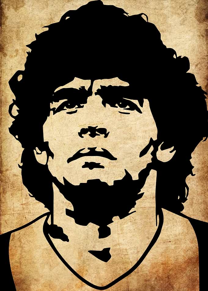 Diego Maradona Portrait Silhouette Art