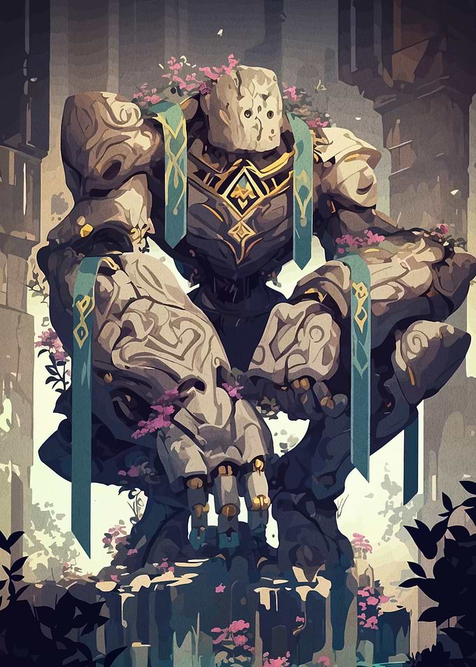 Stone Golem with Floral Accents