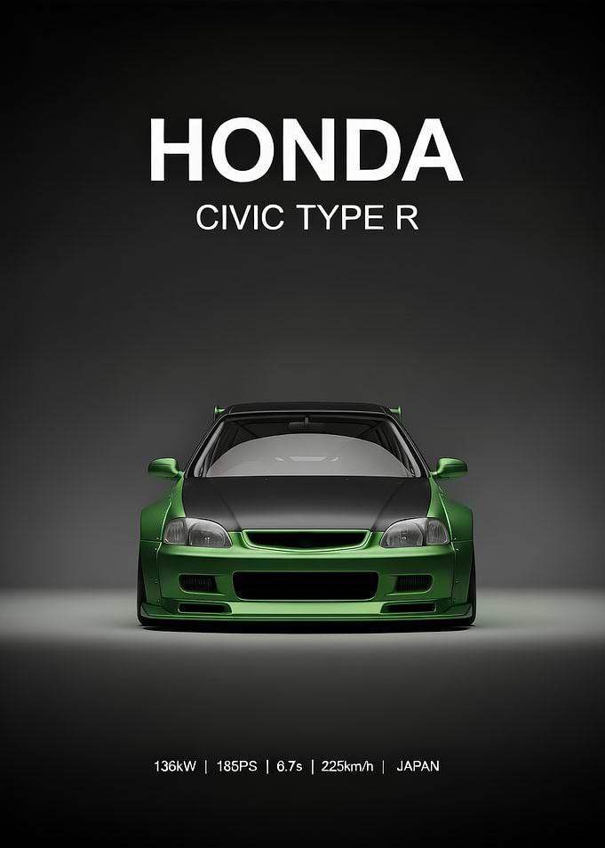 Green Honda Civic R poster