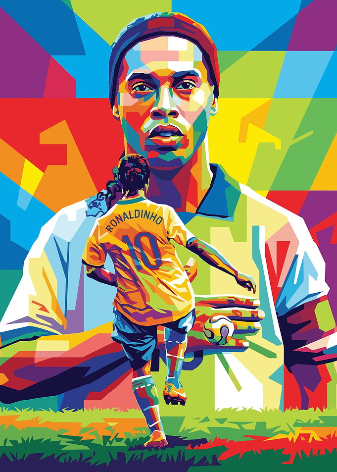 Ronaldinho 10 Colorful Pop Art Illustration