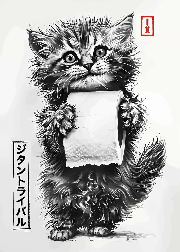 Kitten with Toilet Paper Roll