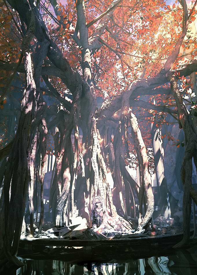 Ancient Tree and Solitary Figure