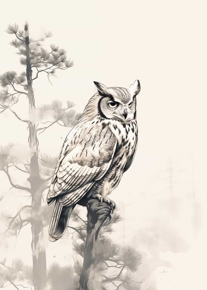 Owl Perched on Branch