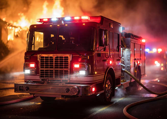 Firetruck at Night Emergency Scene