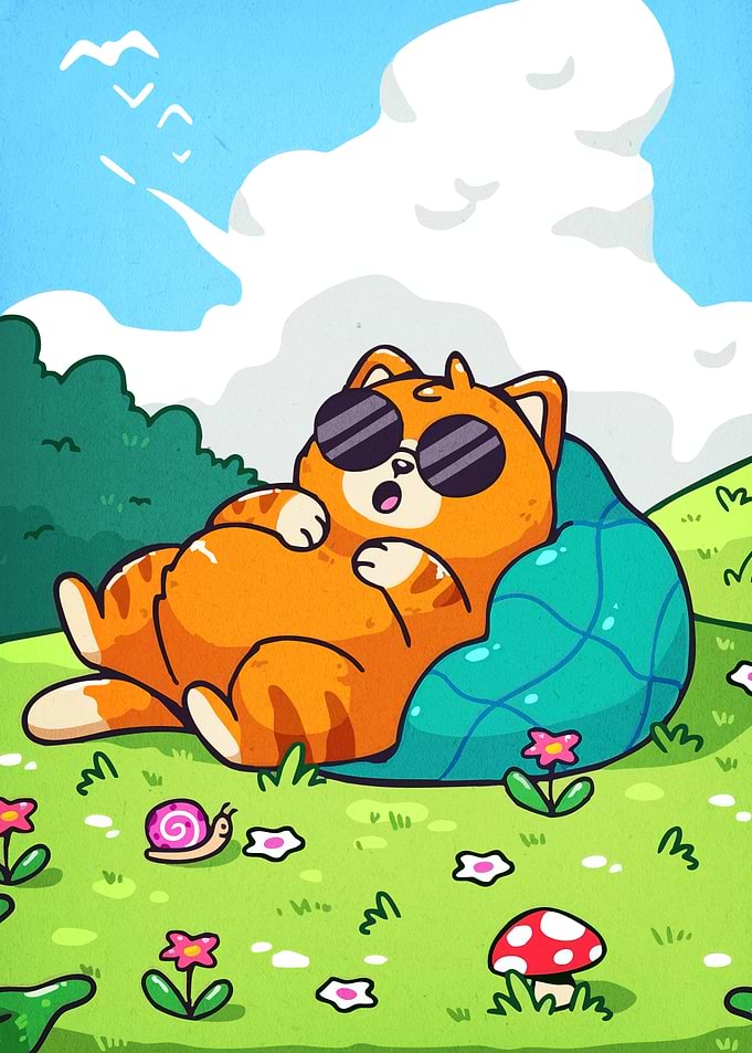 Cool Cat Relaxing in Nature