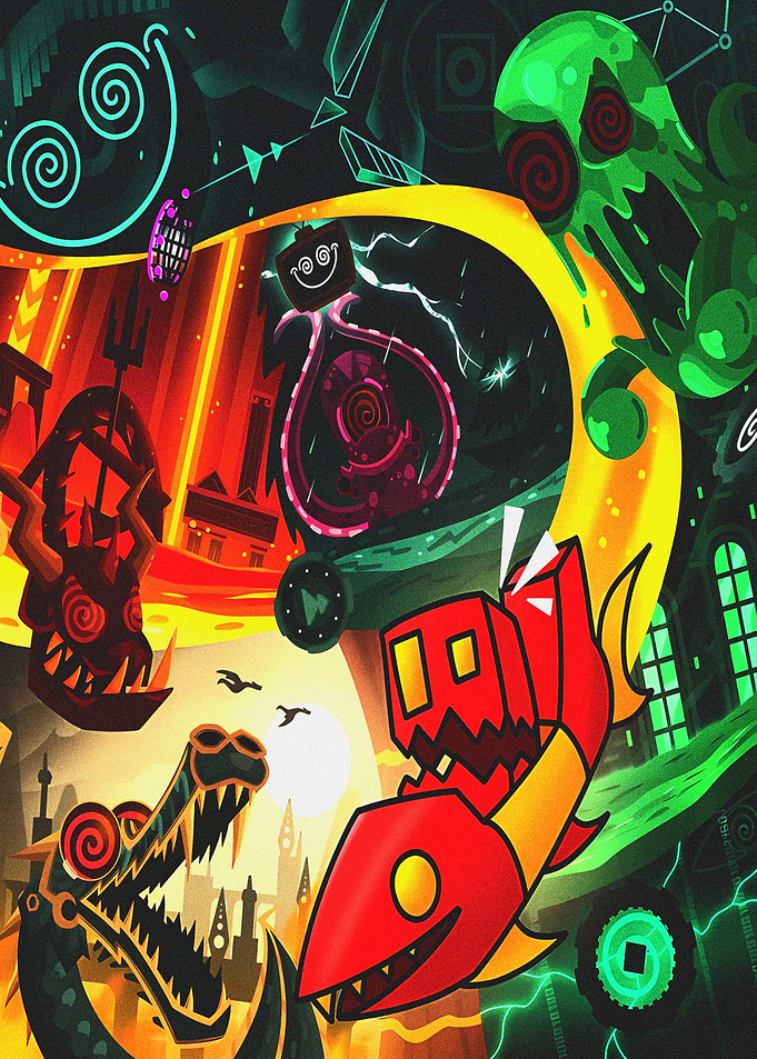 Geometry Dash Inspired Abstract Art