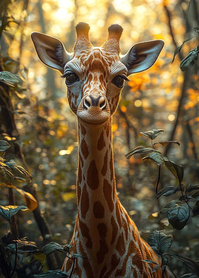Giraffe Portrait in Forest