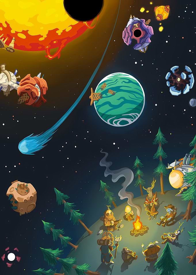 Space Campfire Illustration