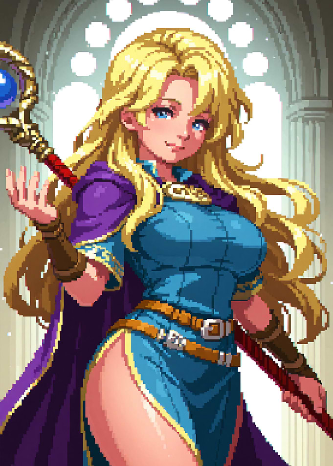 Pixel Art Blonde Sorceress