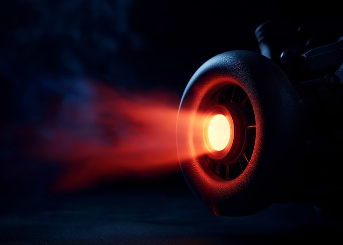 Futuristic Engine with Exhaust Flame