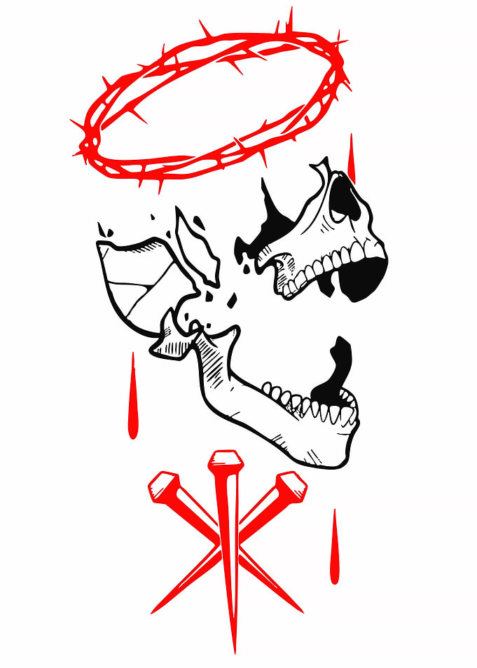 Skull, Crown of Thorns, and Nails
