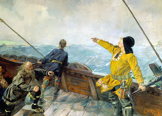 Leif Erikson Discovering America Painting