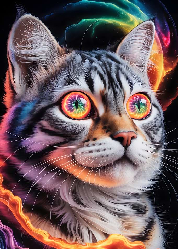 Psychedelic Cat Portrait
