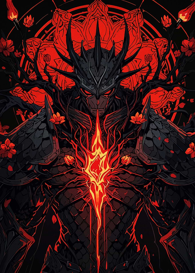 Dark Knight with Fiery Emblem