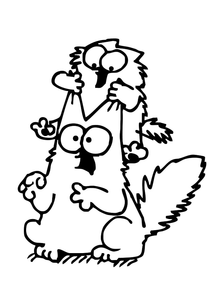 Two Cartoon Cats in Black and White