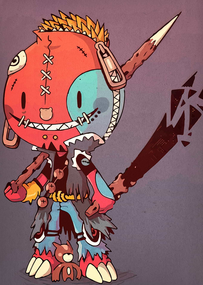 Cartoon Monster with Bat