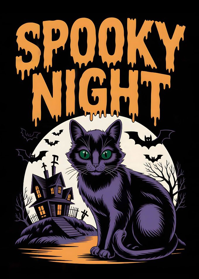 Spooky Night Black Cat Halloween