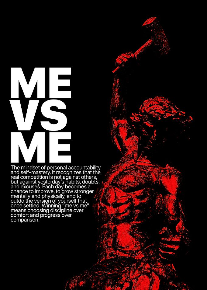 Stoic Black and Red Poster – “Me vs Me”