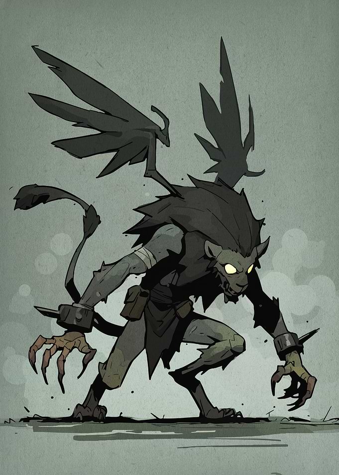 Winged Lion Monster Illustration
