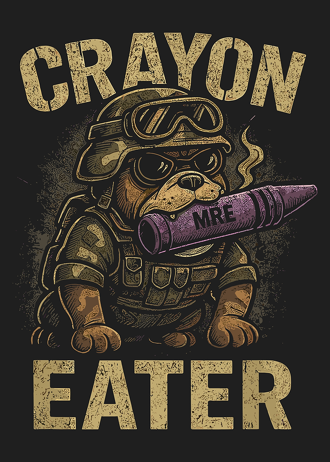 Crayon Eater Military Dog Poster Funny Cartoon Army Humor Wall Art Print