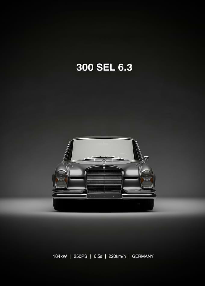 Benz 300 SEL 6.3 car poster