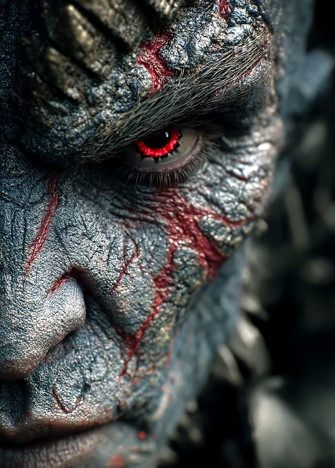 Demon with Red Eyes Close Up