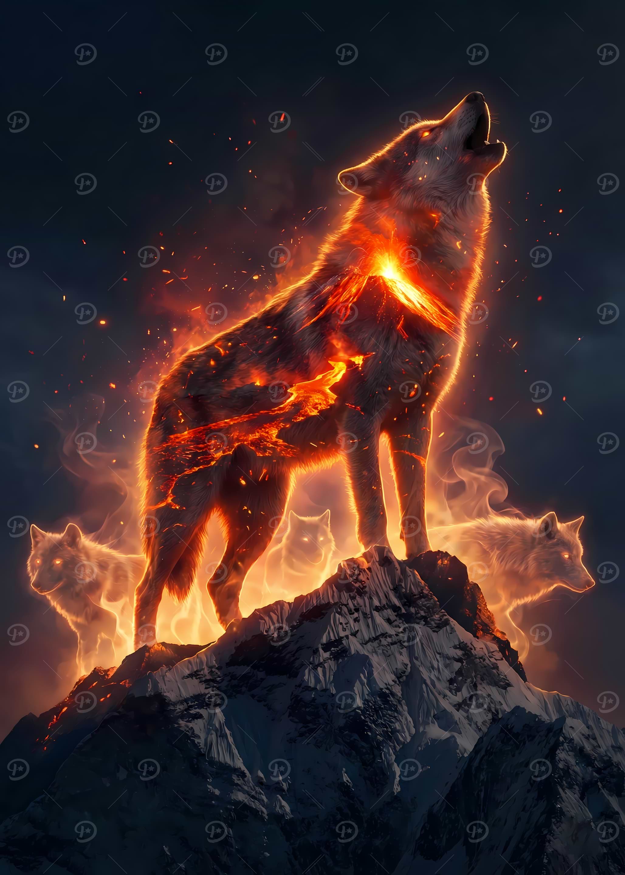Mystic Alpha Wolf' — Mythical Creatures Posters Printed on Metal