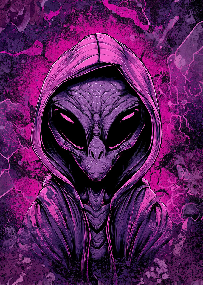 Alien in Hoodie - Purple Illustration