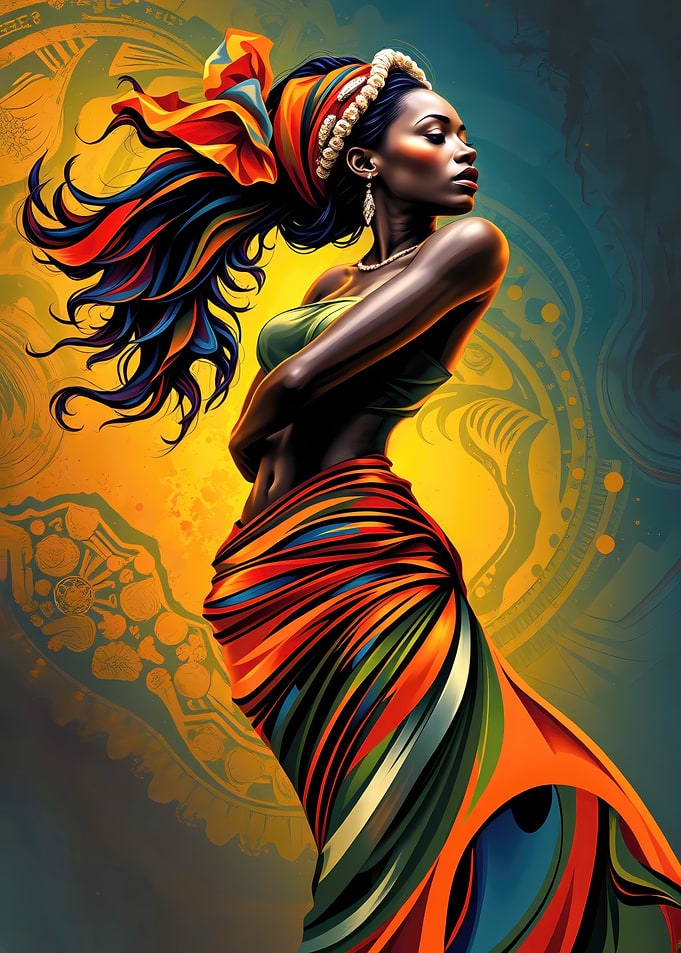 Elegant African Woman in Colorful Dress