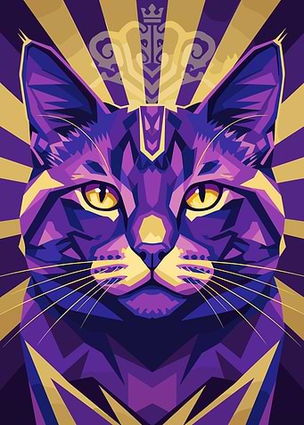 Purple and Gold Cat Portrait