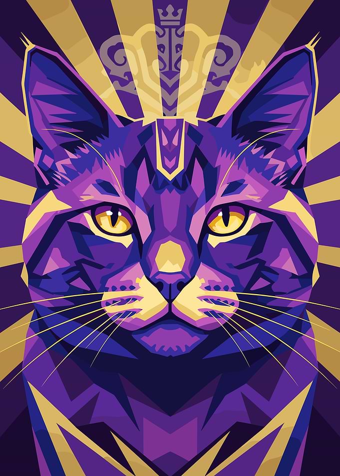 Purple and Gold Cat Portrait