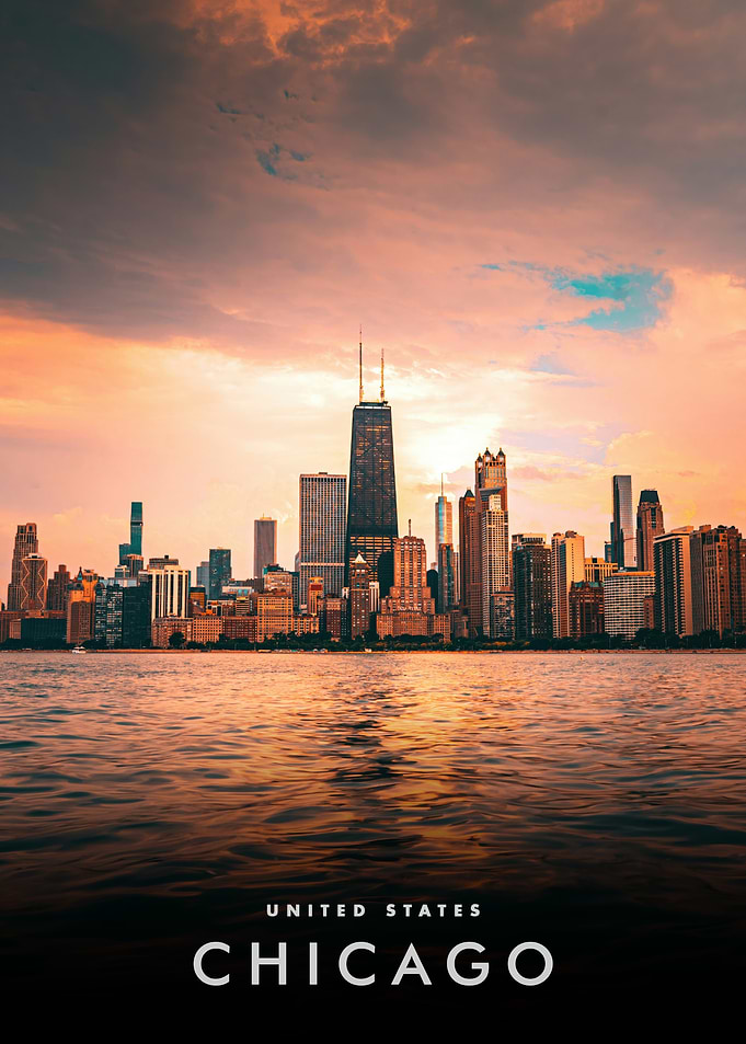 Chicago Skyline at Sunset
