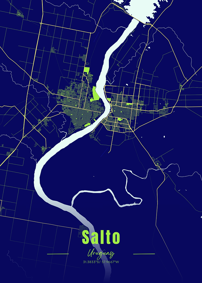 Salto, Uruguay Map Art