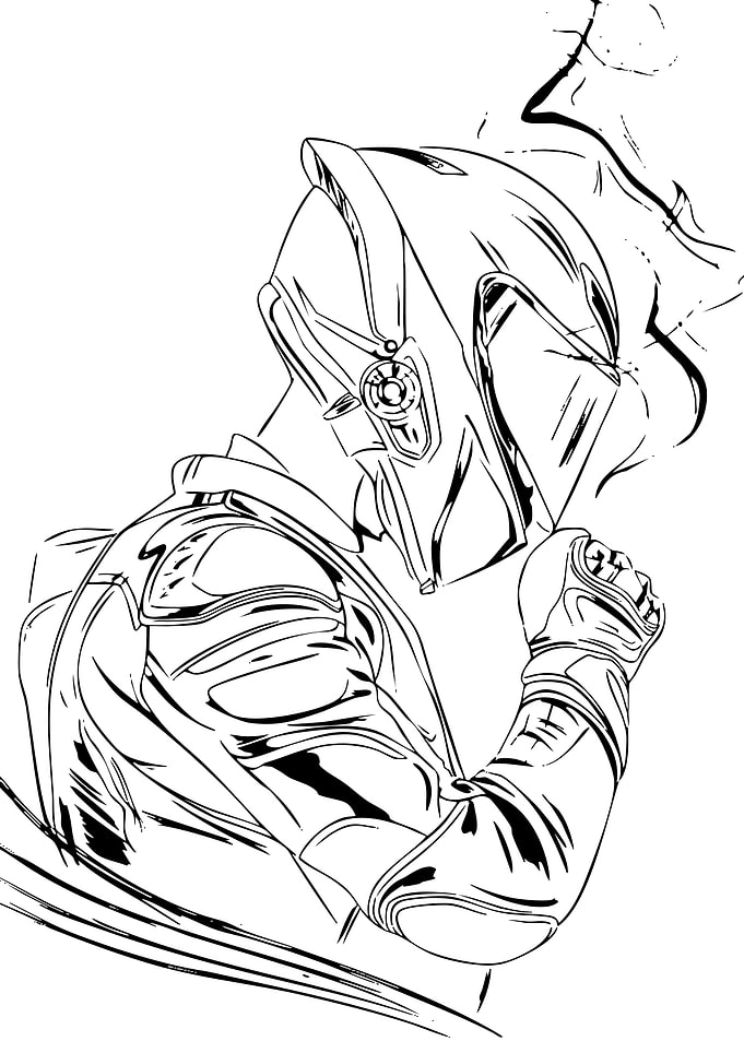 Line Art of Futuristic Helmeted Figure