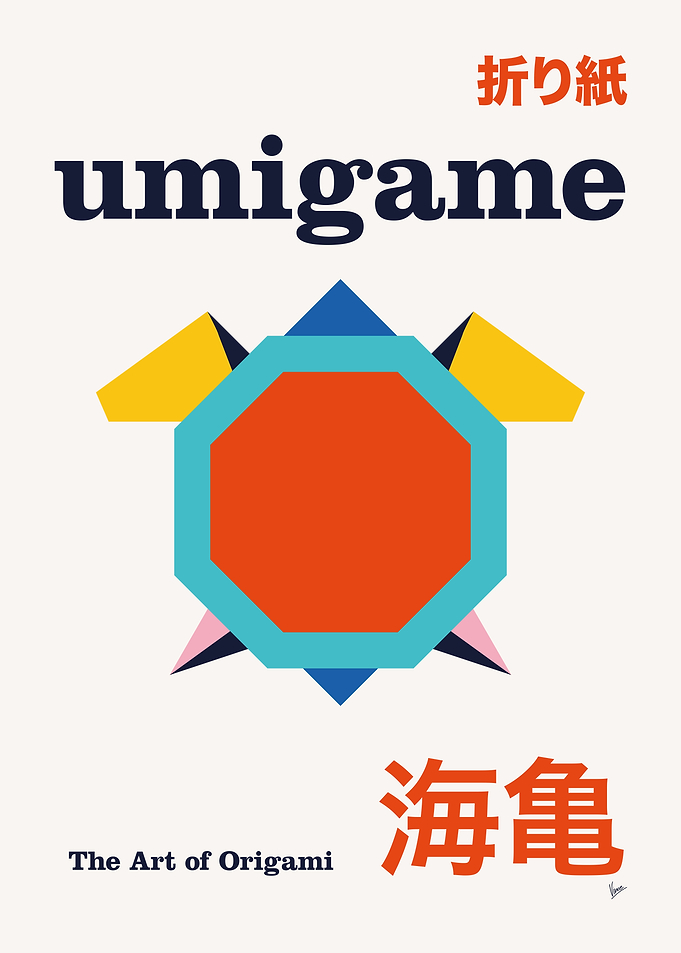 No14 Umigame Origami Geometric Poster