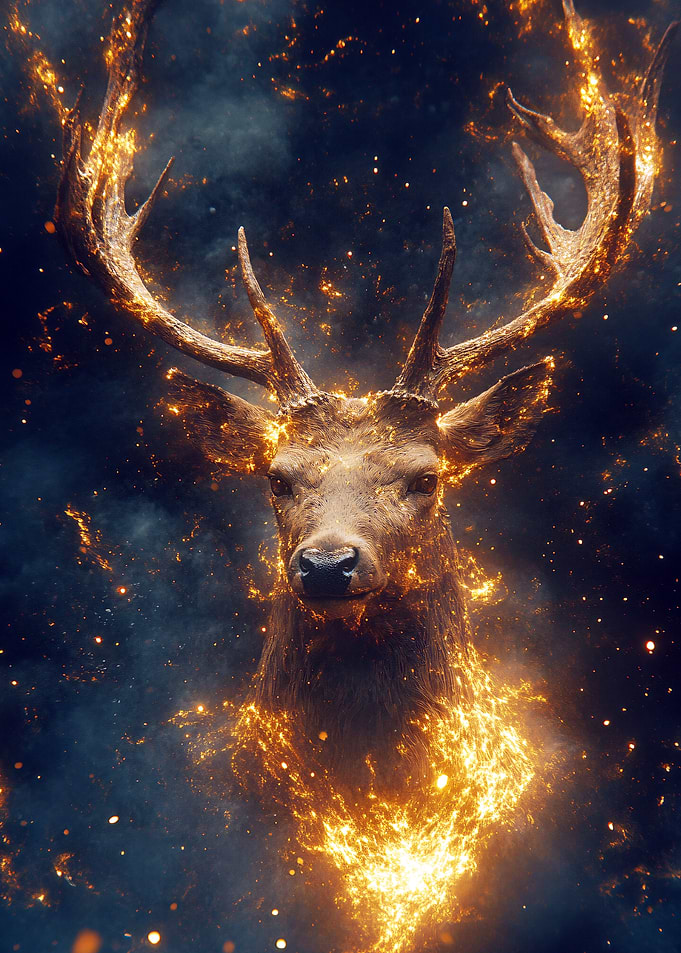 Fiery Deer in Cosmic Space