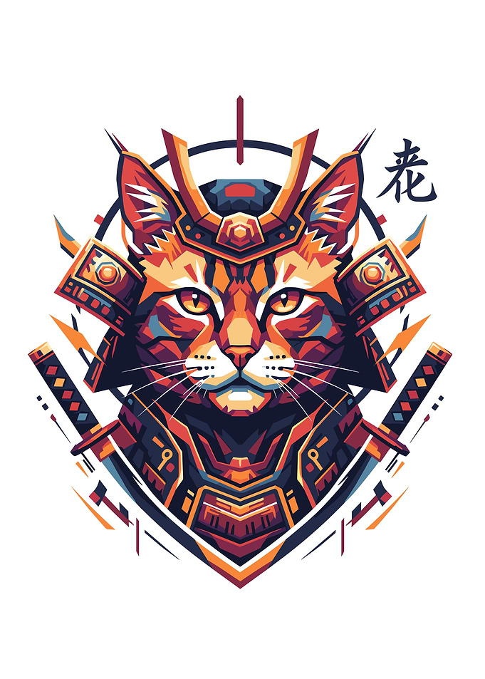 Samurai Cat Warrior Digital Art