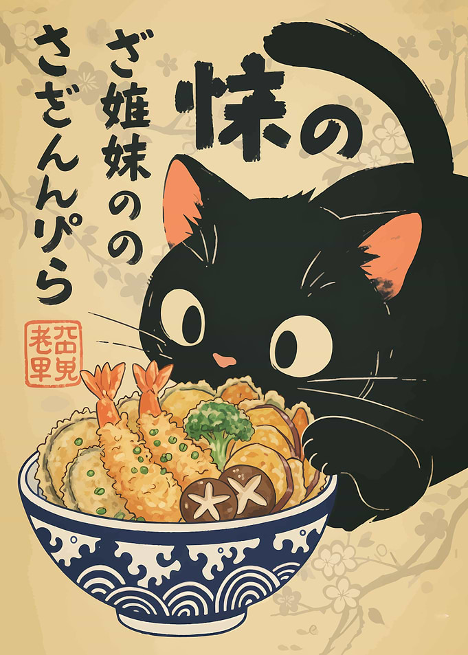 Black Cat and Tempura Bowl