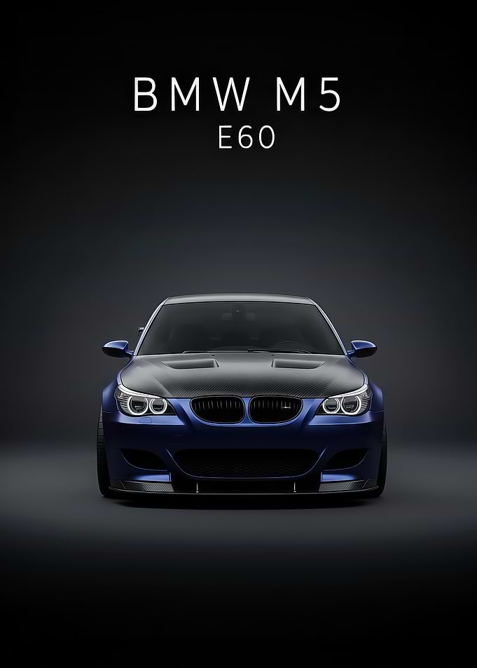 blue BMW M5 E60 Front poster