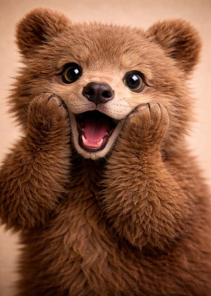 Happy Brown Bear Cub Portrait