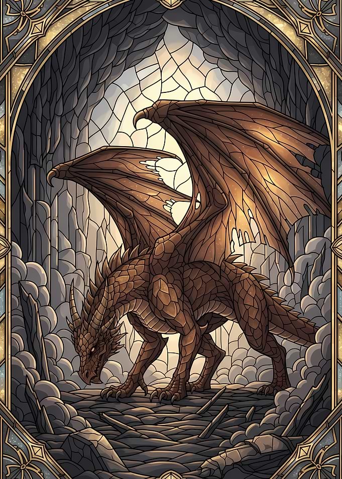 Stained Glass Dragon Illustration