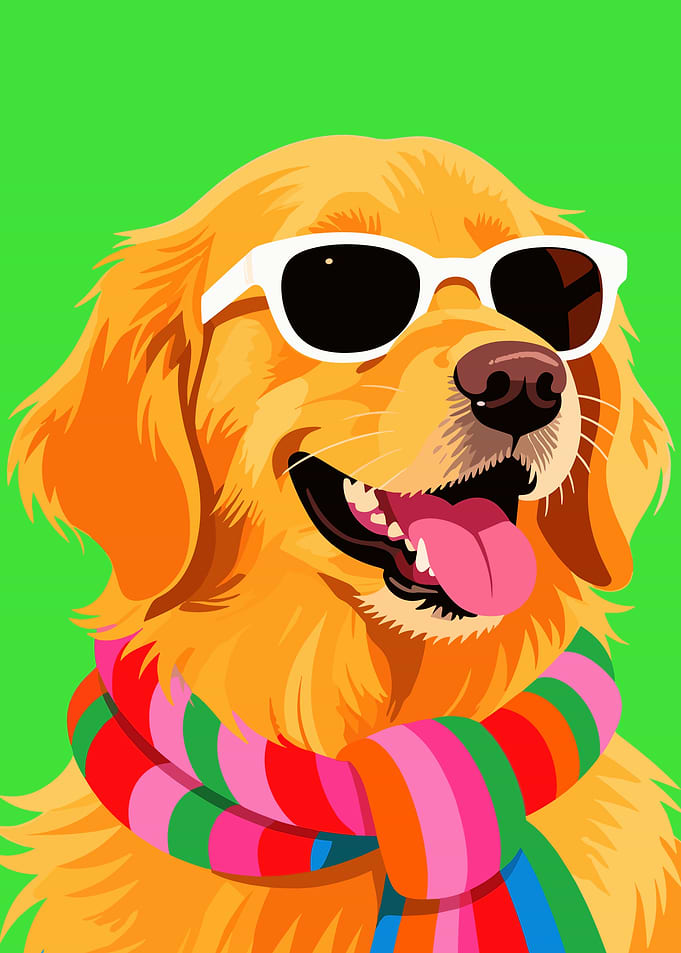 Cool Golden Retriever with Scarf