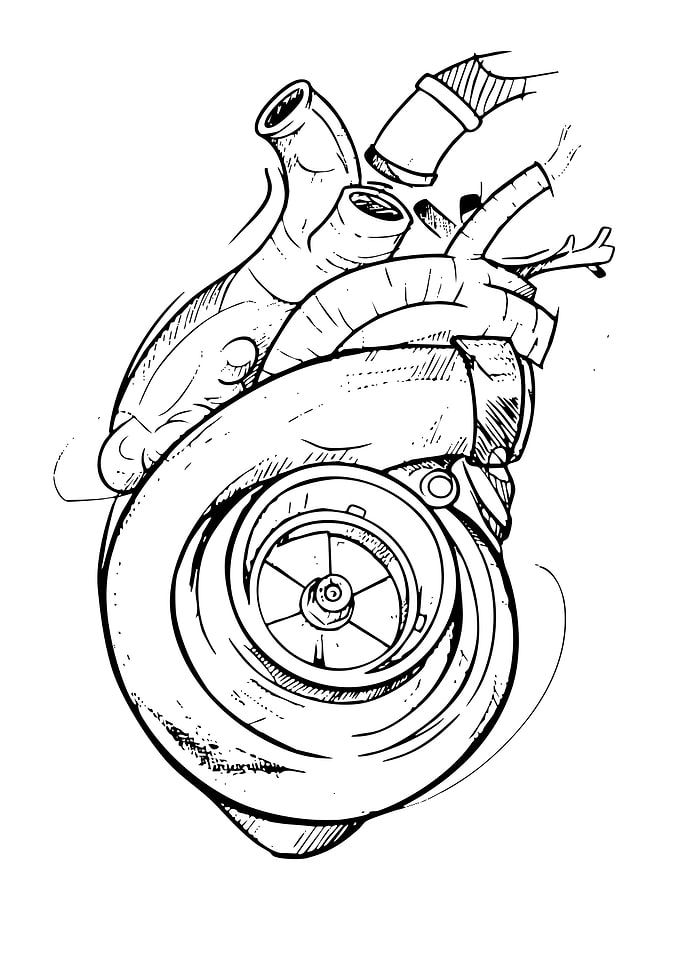 Turbo Heart Black and White