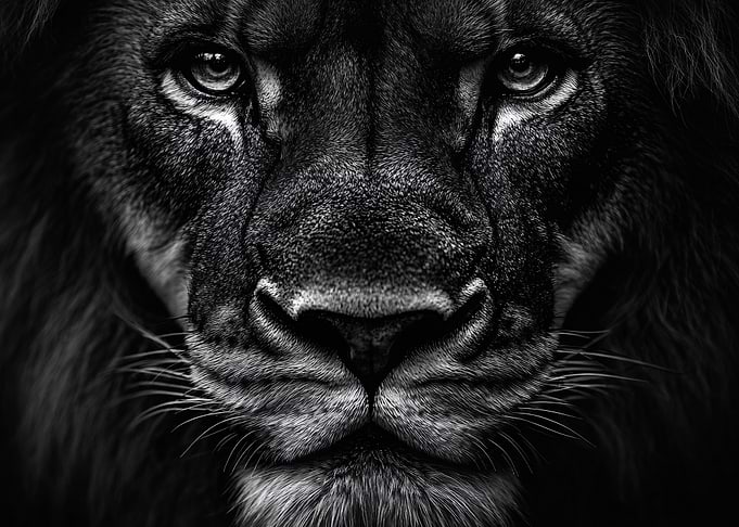 Lion Portrait in Black and White