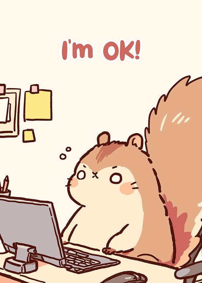 Cartoon Squirrel Working on Laptop