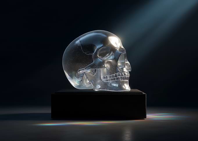 Crystal Skull on Black Pedestal