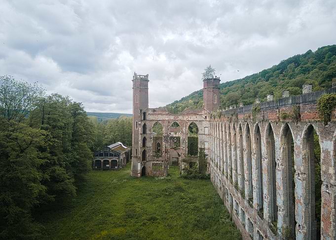 Ruined Castle and Aqueduct Landscape