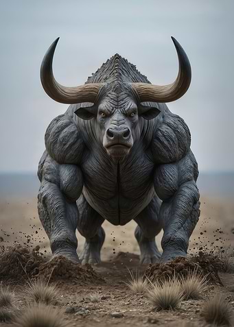 Muscular Bull Creature in Field