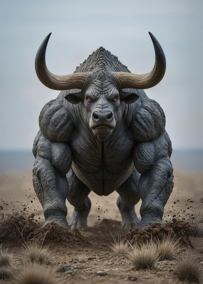 Muscular Bull Creature in Field