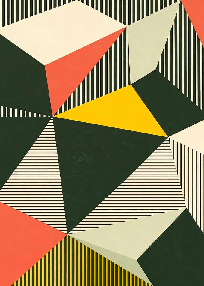 Geometric Abstract with Stripes and Triangles